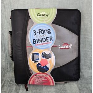 Case It 3 Ring Binder Zipper Close Filing Folder Notebook Shoulder Strap